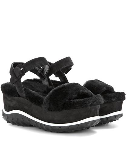 Miu Miu Fur And Suede Platform Sandals