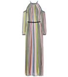 Alexander Mcqueen Striped Cold-shoulder Maxi Dress