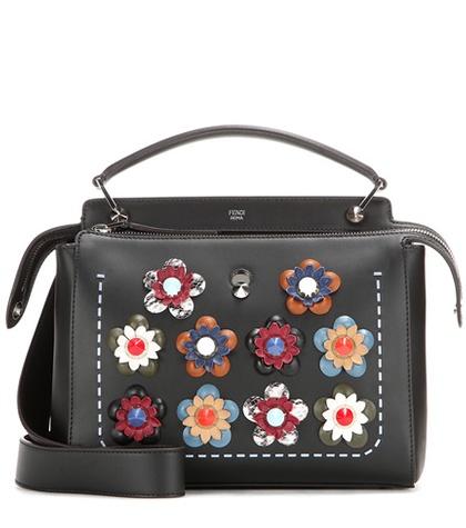 Fendi Dotcom Embellished Leather Shoulder Bag