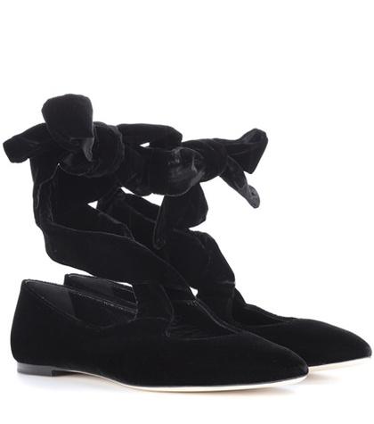 The Row Elodie Velvet Ballerinas