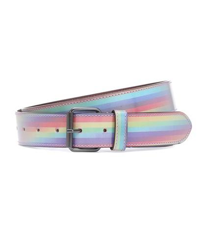 Rochas Rainbow Striped Leather Belt