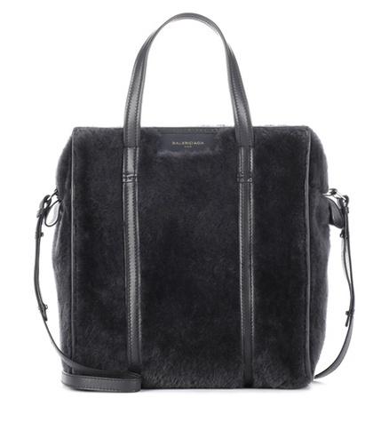 Balenciaga Bazar Shearling Shoulder Bag