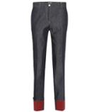 Bottega Veneta Mid-rise Leather-trimmed Straight Jeans