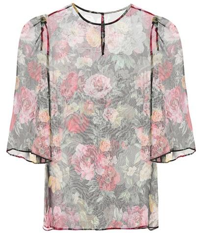 Roger Vivier Floral-printed Silk Top
