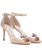 Jimmy Choo Tori 85 Satin Sandals With Clip-on Crystals