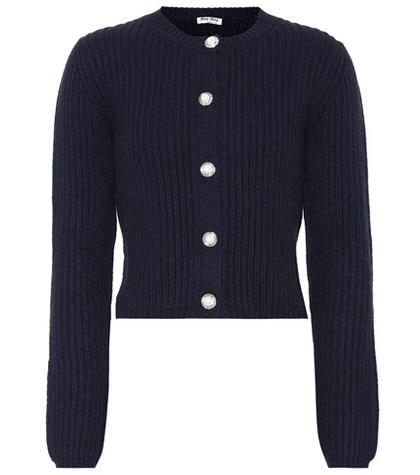 Miu Miu Ribbed Cashmere Cardigan