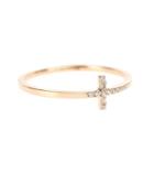 Sydney Evan Elongated Cross 14kt Rose Gold Ring With Diamonds