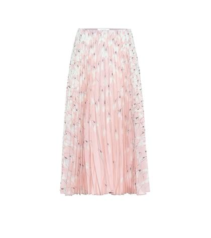 Valentino Pleated Silk Midi Skirt