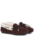 Versace Gommino Fur-lined Suede Loafers