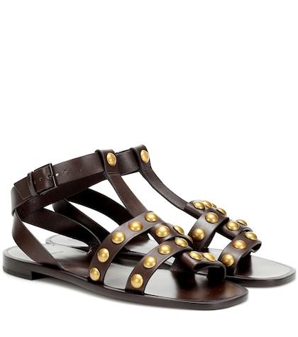 Msgm Blythe Embellished Leather Sandals