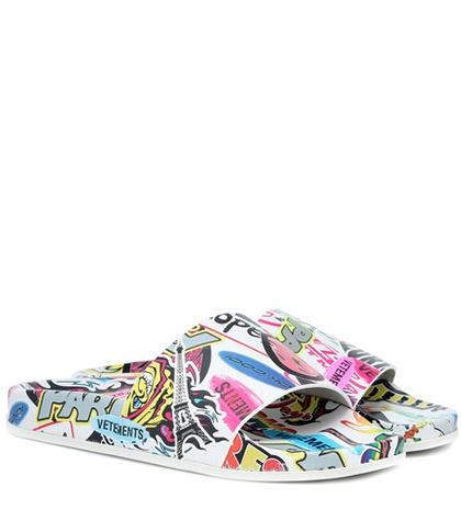 Vetements Printed Leather Slides