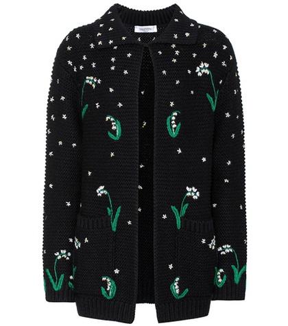 Valentino Embroidered Wool Cardigan