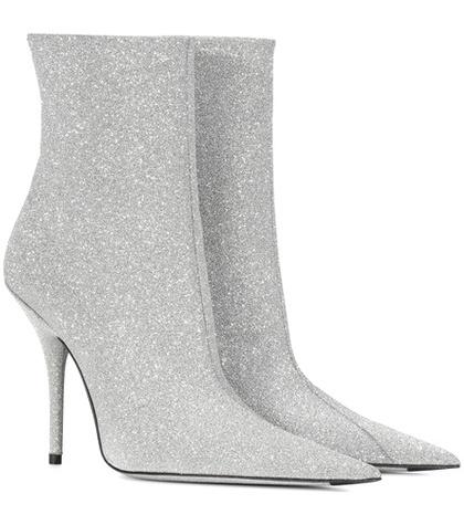 Balenciaga Slash Heel Glitter Boots
