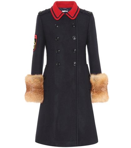 Miu Miu Fur-trimmed Wool Coat