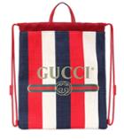 Gucci Striped Drawstring Backpack