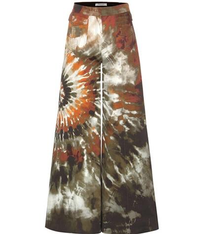 Valentino Printed Wide-leg Cotton Trousers