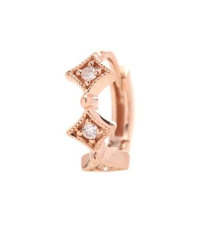 Stone Paris Tiny Hoop Divine 18kt Rose Gold And Diamond Earring