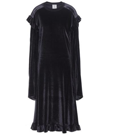 Velvet Ruffled Velvet Dress