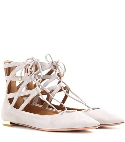 Aquazzura Belgravia Flat Suede Ballerinas
