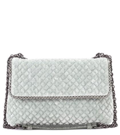 Bottega Veneta Snakeskin-trimmed Velvet Shoulder Bag