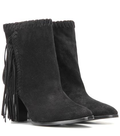 Saint Laurent Sade Fringed Suede Ankle Boots