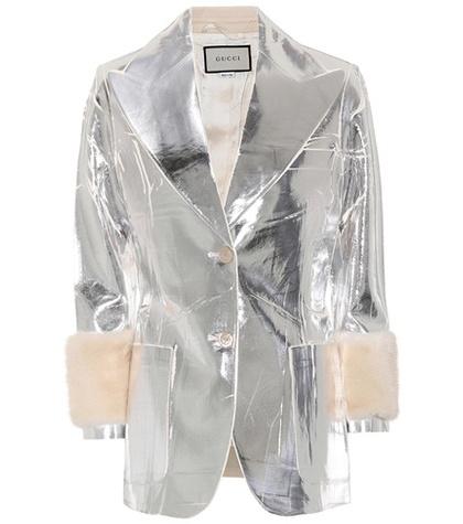 Gucci Fur-trimmed Metallic Blazer