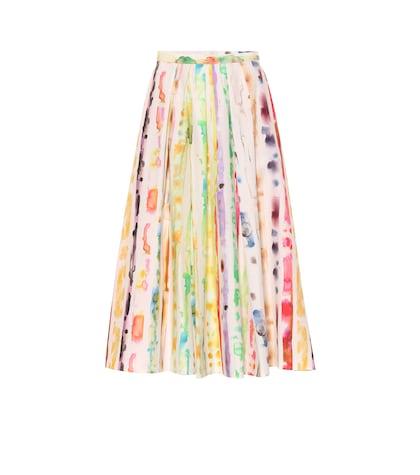 Rosie Assoulin Pleated Stretch-cotton A-line Skirt