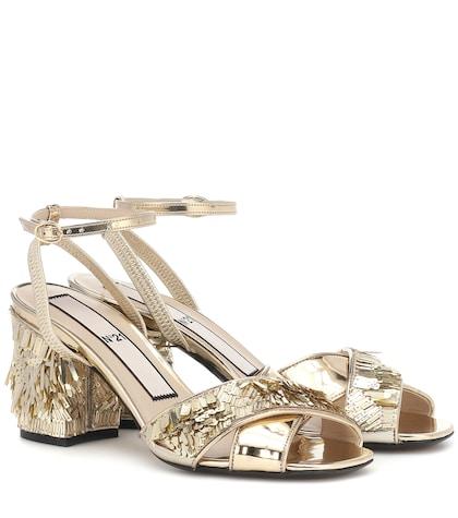 Saint Laurent Sequined Leather Sandals