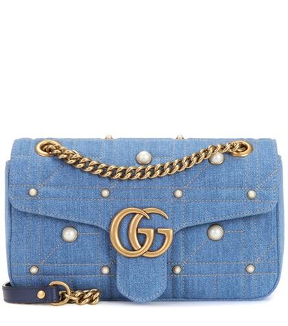 Gucci Gg Marmont Medium Denim Shoulder Bag