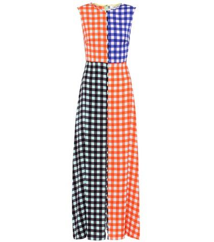 Self-portrait Checked Silk Dress