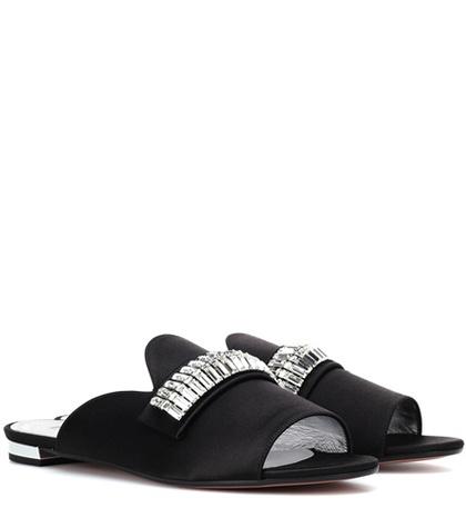 Gianvito Rossi Winston Embellished Satin Mules