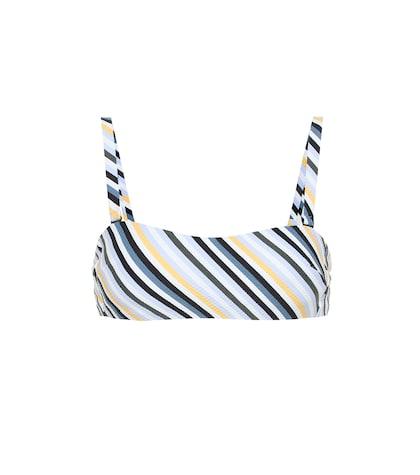 Asceno Striped Wrap Bandeau Bikini Top