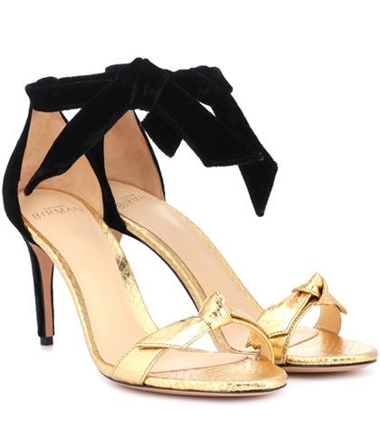 Alexandre Birman Clarita Snakeskin And Velvet Sandals