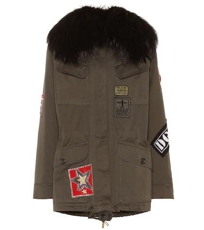 Dolce & Gabbana Fur-trimmed Embellished Cotton Parka