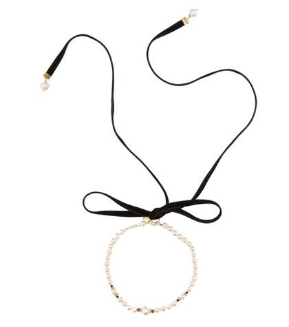 Roger Vivier Gold-plated Silver, Pearl And Velvet Choker