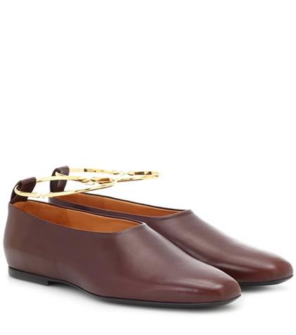 Jil Sander Ankle-ring Leather Ballet Flats