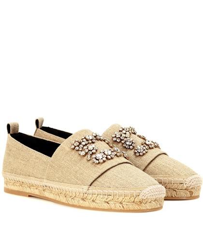 Roger Vivier Embellished Canvas Espadrilles