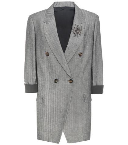 Brunello Cucinelli Embellished Cotton And Linen Blazer