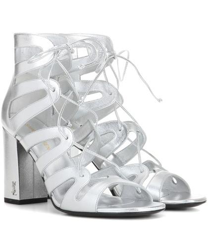 Saint Laurent Babies 90 Metallic Leather Sandals