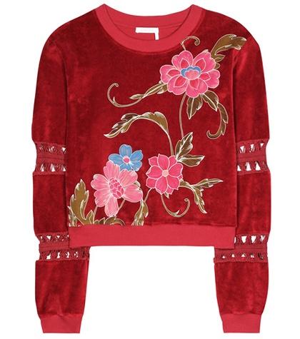 See By Chlo Printed Velvet Sweatshirt