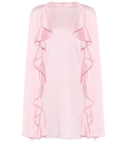 Valentino Hammered Satin Cape Dress