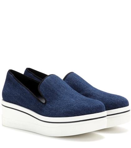 Stella Mccartney Binx Denim Platform Slip-on Sneakers