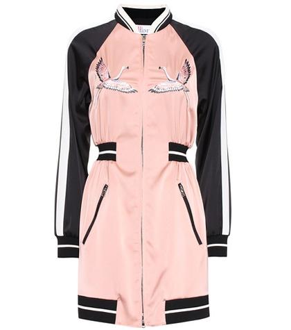 Redvalentino Embroidered Satin Bomber Jacket