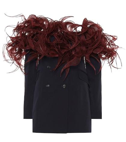 Y/project Off-the-shoulder Stretch Wool Blazer