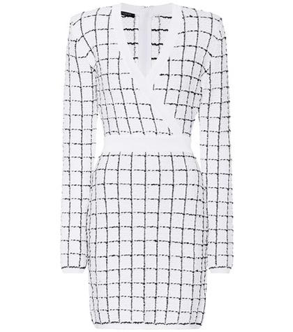 Balmain Checked Tweed Dress