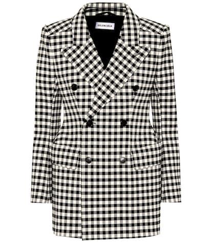 Chlo Hourglass Gingham Wool-blend Blazer