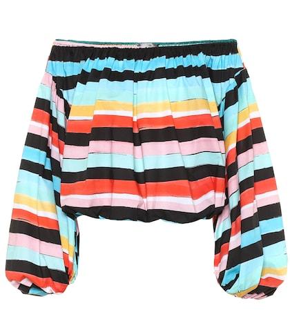 Caroline Constas Andros Striped Off-the-shoulder Top