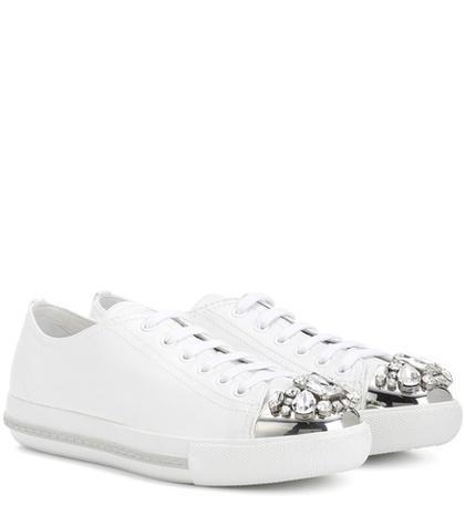 Jimmy Choo Crystal-embellished Leather Sneakers