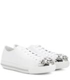 Jimmy Choo Crystal-embellished Leather Sneakers