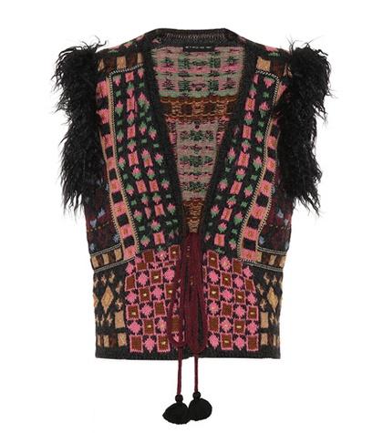 Joseph Faux-fur Trimmed Crochet Waistcoat